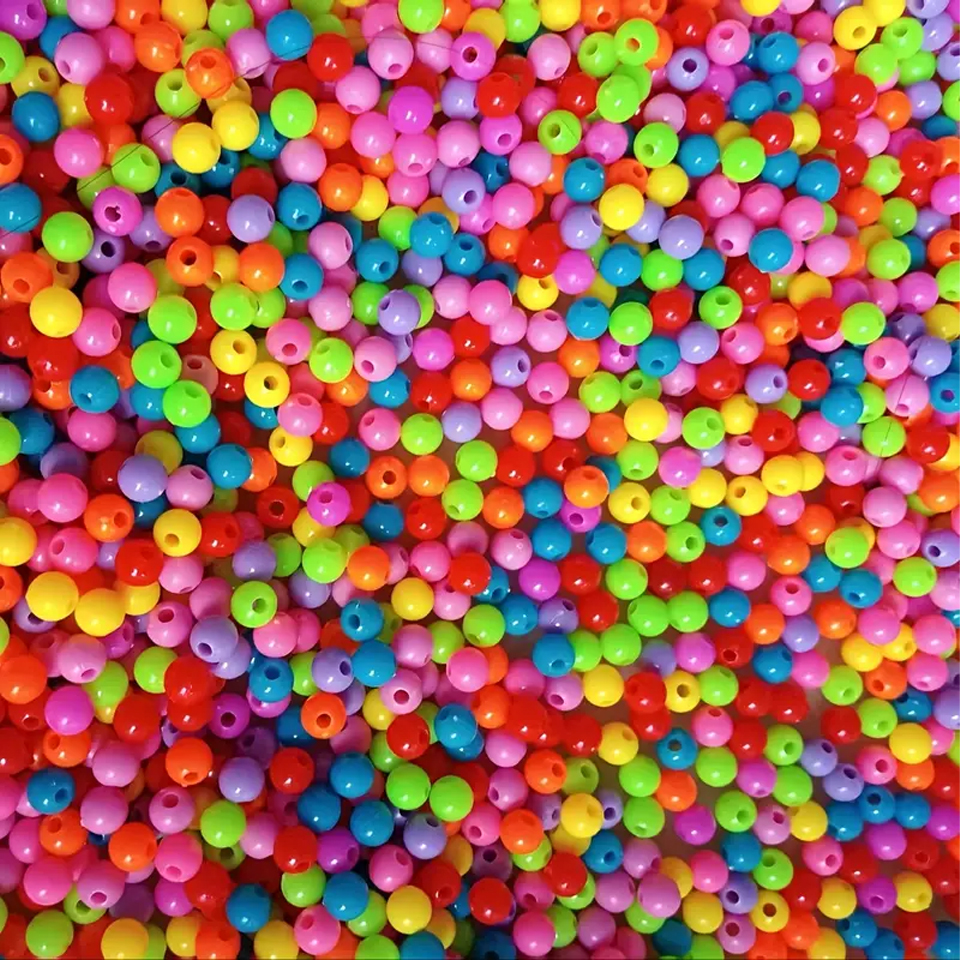 6mm multicolor round ABS Acrylic Beads Rainbow color bead for DIY Jewelry Making - Multicolor Craft Supplies with Smooth Uniform Beads for Bracelets, Necklaces, Keychains, and Shoe & Boot Charms, Beads for Jewelry Making