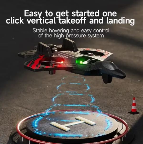 RC Fighter Jet Starfighter Toy with 2.4G Remote Control – 360° Stunt Flying Airplane Drone with LED Lights & Gyroscope Stabilization for Kids & Adults