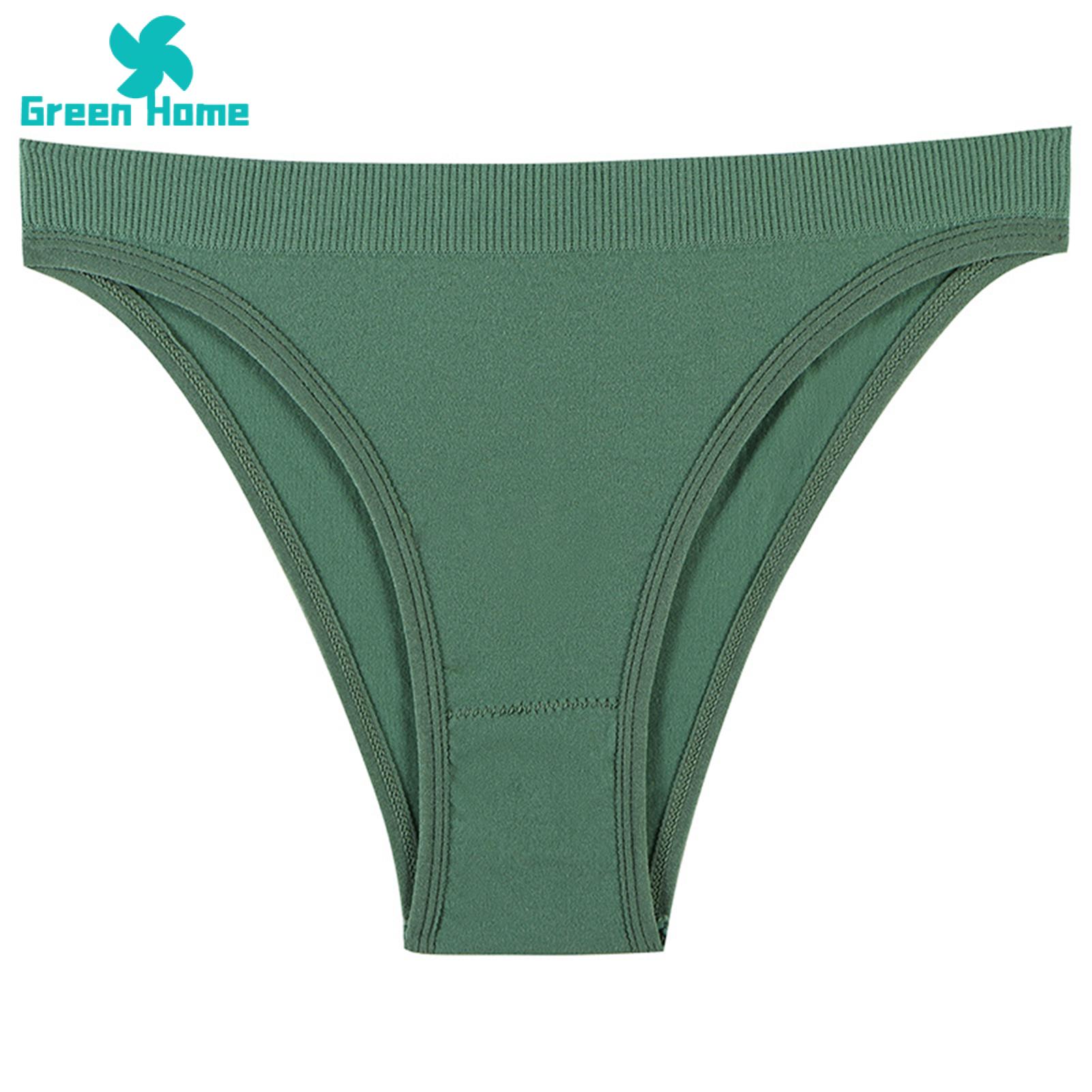 Women Panties Underwear Solid Color Underpants Solid Color Striped Pantys  Underwear Female Comfort-Light Green Panties-M for 40-53KG-1pc