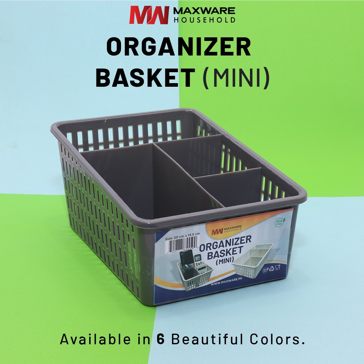 Multipurpose Mini organizer basket with partitions to organize makeup