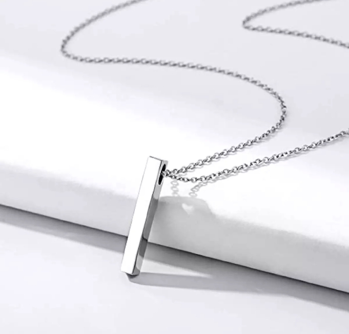 Silver / Black / Golden 100% Pure Stainless Steel Vertical Bar Necklace/Locket/Chain for Girls/Women