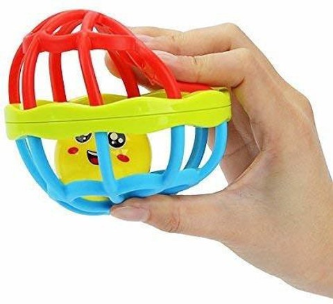 Ball Rattle Soft Silicone Safe Sensory & Easy Grip Toys Baby Teether With Smiley Bell Toy for Infant Babies Girls Boys
