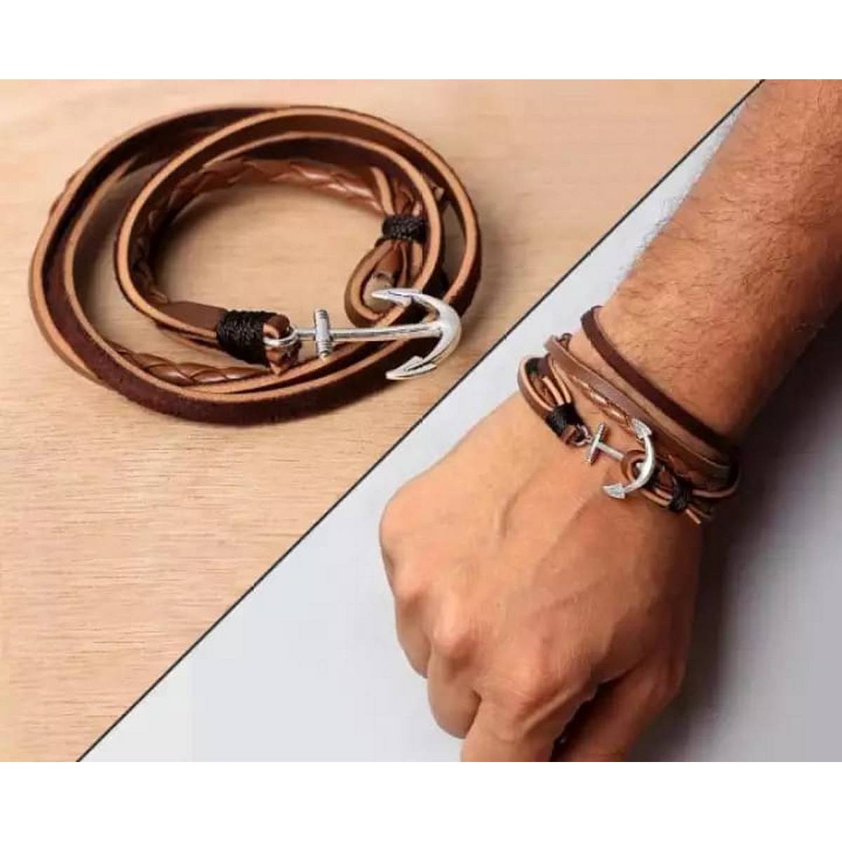 Pack of 2 MultiLayer Leather Bracelet (Brown & Black) Stylish
