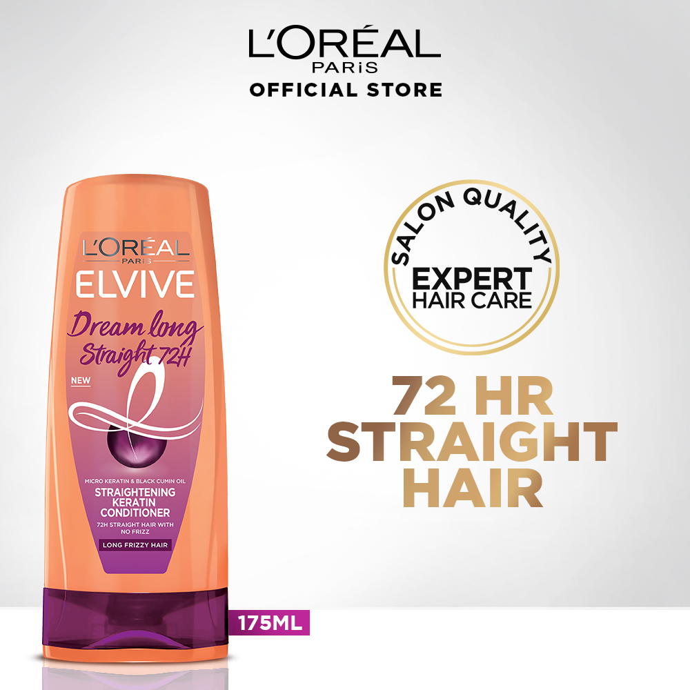 L'Oreal Paris Elvive Dream Long Straight 72Hrs Straightening Keratin Conditioner - 175ml For Long, Damaged Hair