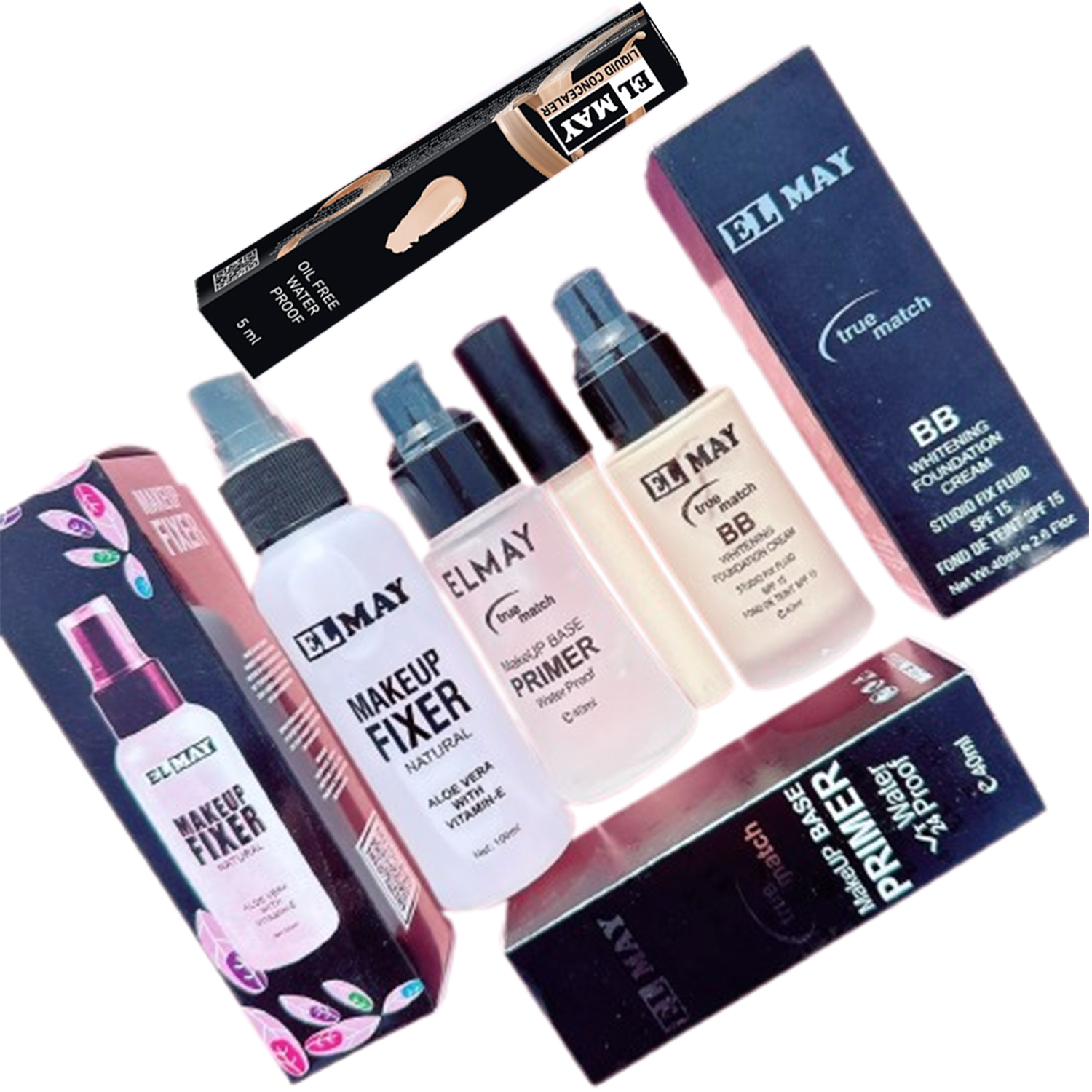4PCS Makeup Deal Fixer + ELMAY Foundation Pump + ELMAY  Primer Pump + Makeup Concealer