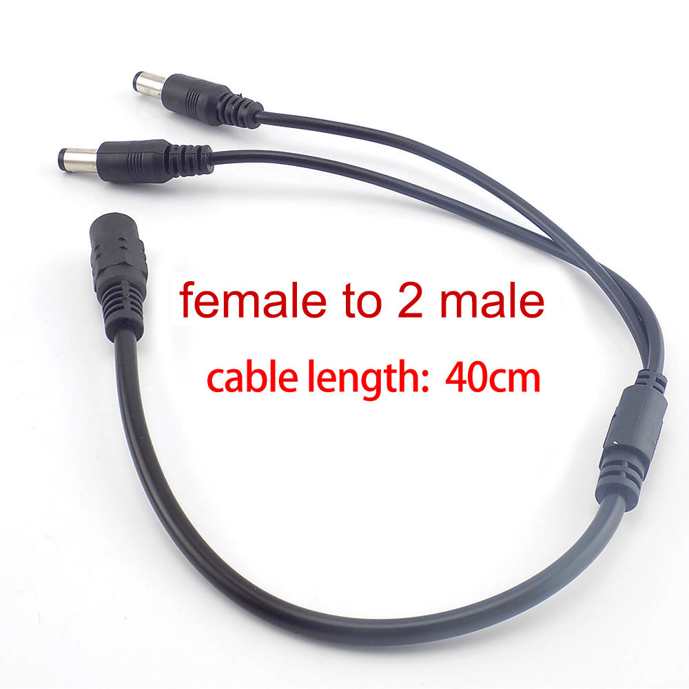 3-Pack DC Power Splitter Cables - 5.5mm X 2.1mm 1 Female To 2 Male For Cameras & LED Lights