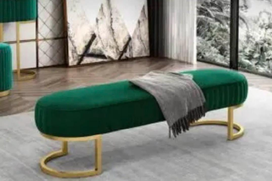 3 Seater Luxury sofa sitting Stool With Metal Stand- sofa Chair Stool customization