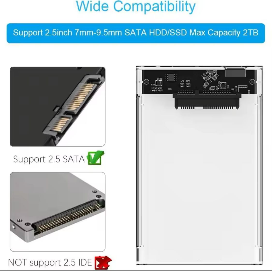 3.0 Fast USB Portable HDD SSD 2.5" Hardrive External Case Hard Drive Case 5Gbps High Speed Fast Data Transfer