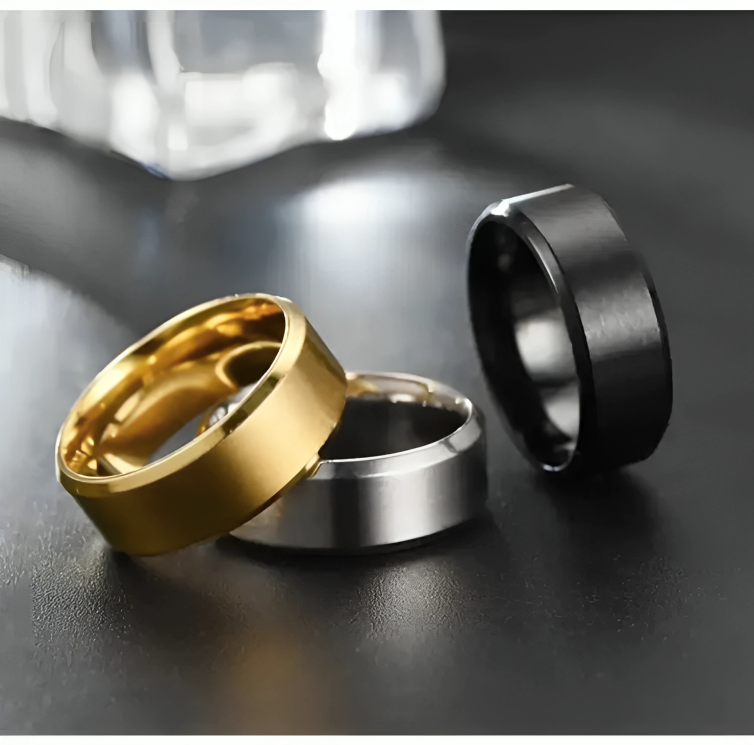 3 Rings Titanium Black Gold & Silver For Boy Girls