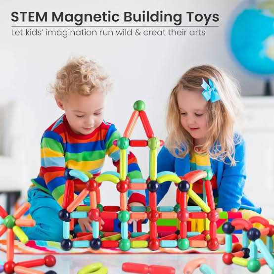 64 Pes Magnetic Blocks Set Toy Magnetic Bar Constructor Building Blocks Montessori Educational Kids Toys For Children Early Educational Toys Set, Magnetic Building Sticks Kit Kids Gift for Age 3+, Recreational Building Sticks Block Set