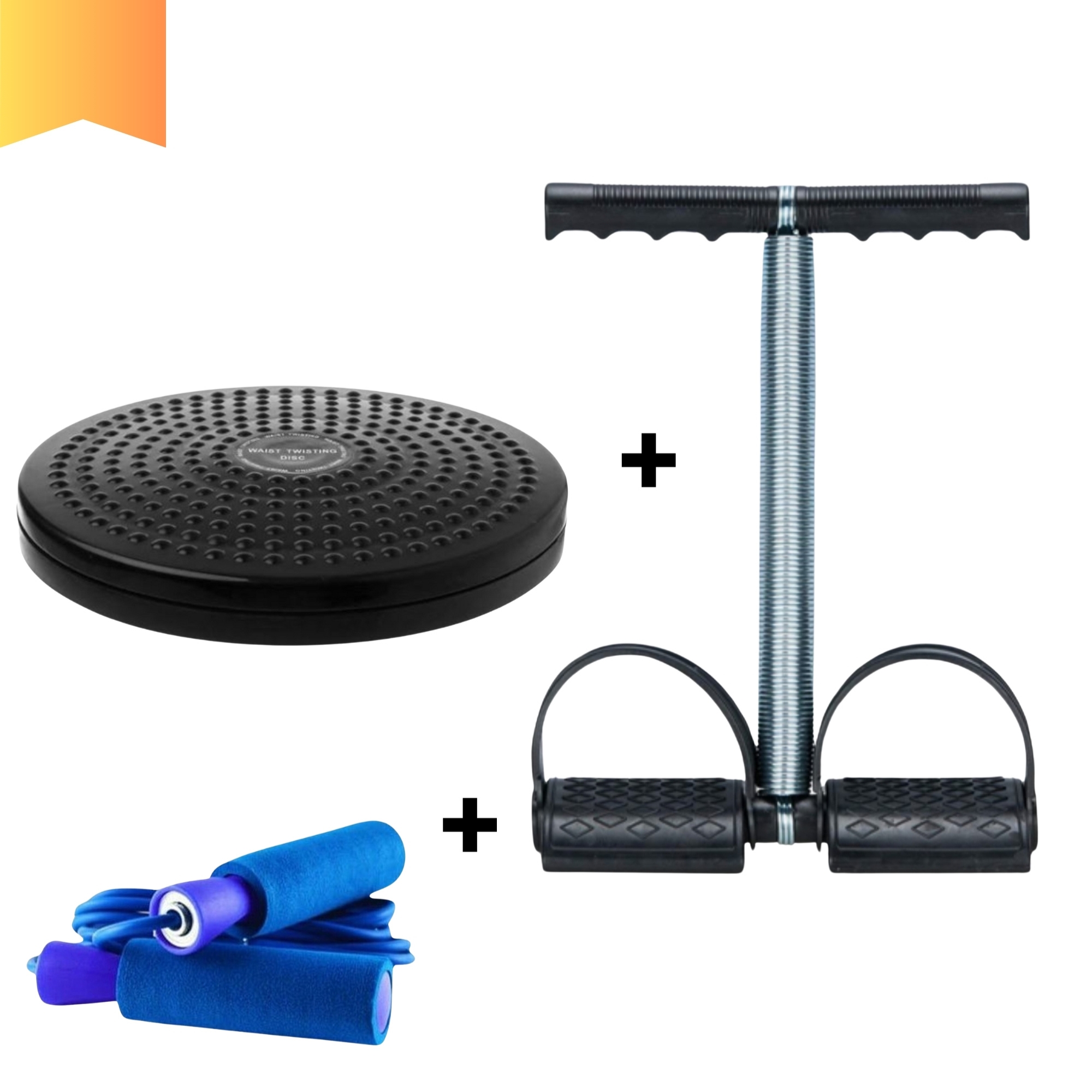 COMBO DEAL OF SINGLE SPRING TUMMY TRIMMER +TWISTER PLATE + JUMP ROPE FOR EXERCISE