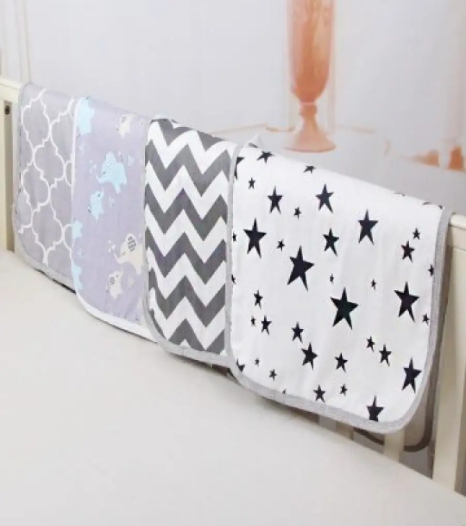 (Pack Of 4) Large Size Baby Crib Sheet 100% Cotton Woven Chevron