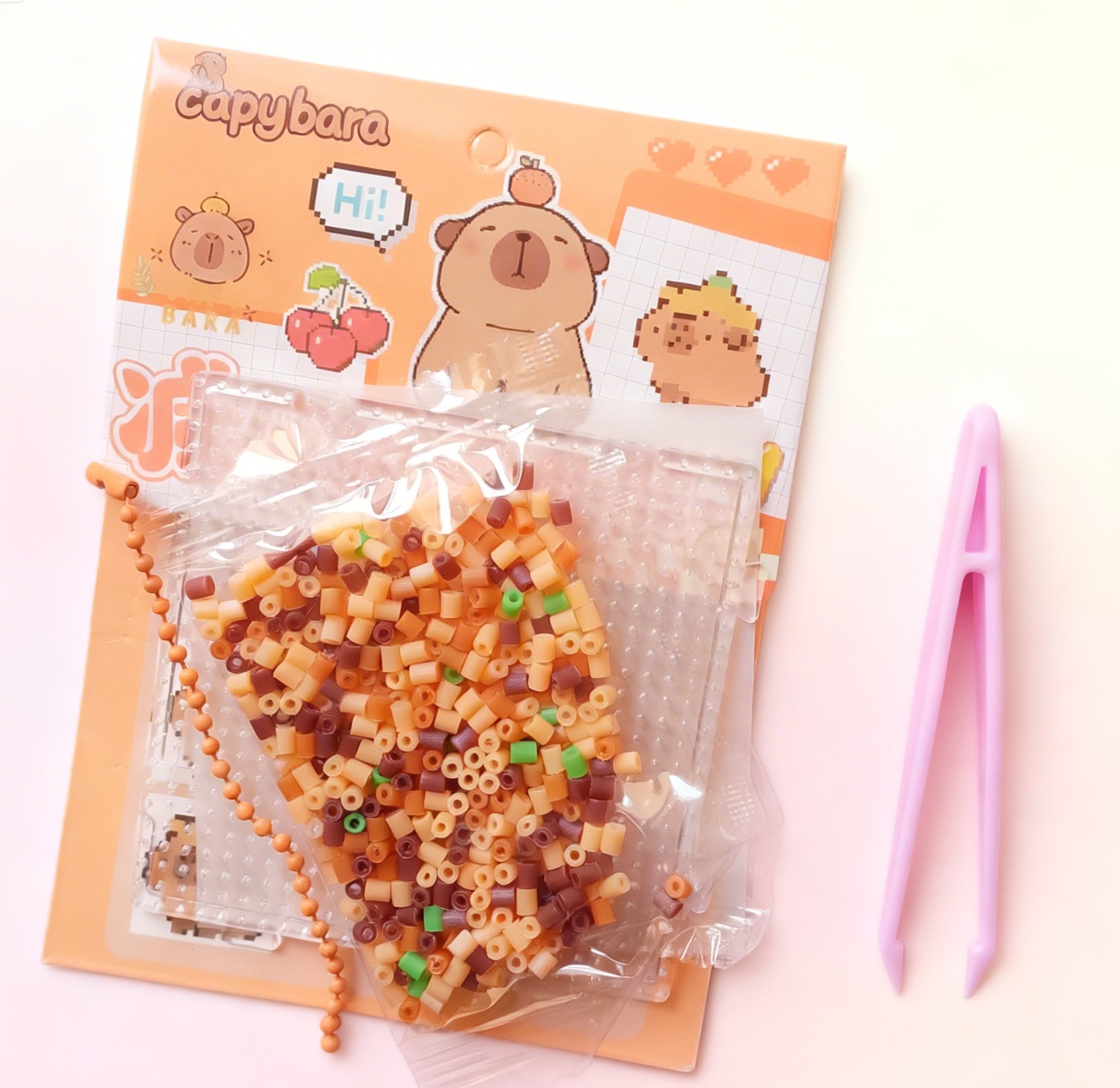 Cute Capybara Pixel Art Fuse Beads Kit DIY Perler Melting Beads Craft Set with Pegboard, Tweezers & Multicolor Beads Stress Relief Creative Puzzle Toy for Kids & Beginners | Buy2Enjoy