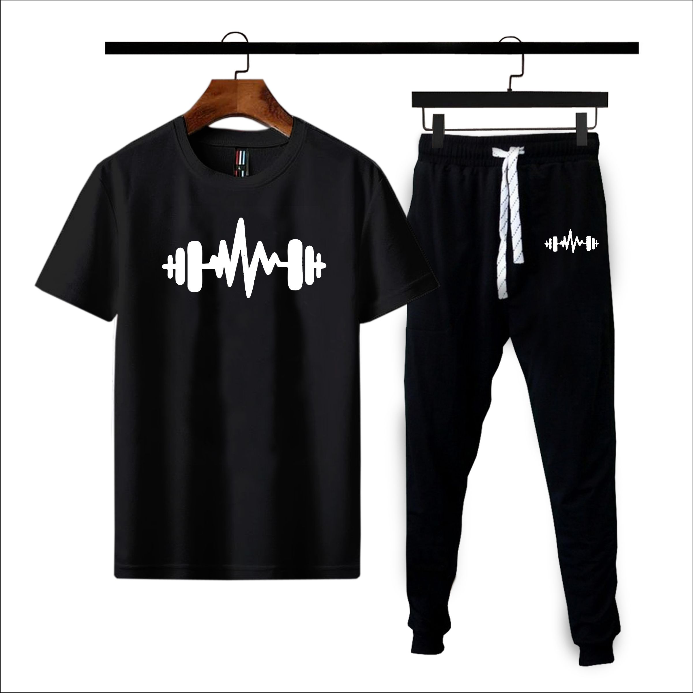 Heartbeat printed gym wear summer track suit for men\boys