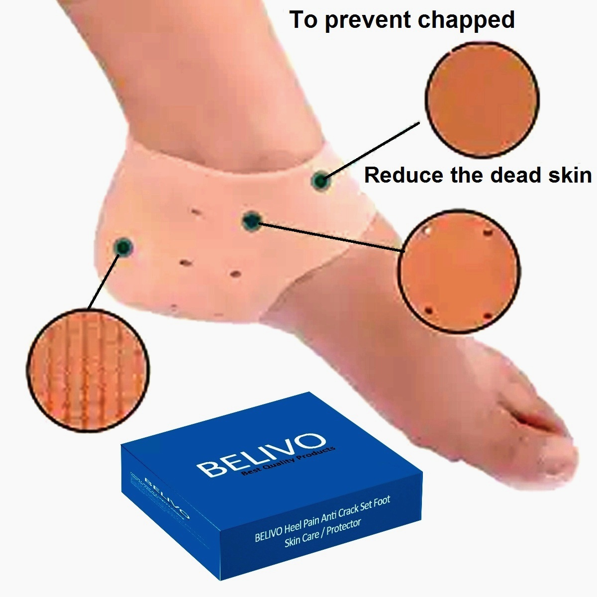 BELIVO Silicone Heel Pads / Heel Pain Anti Crack Set Foot Skin Care / Protector Half Heel