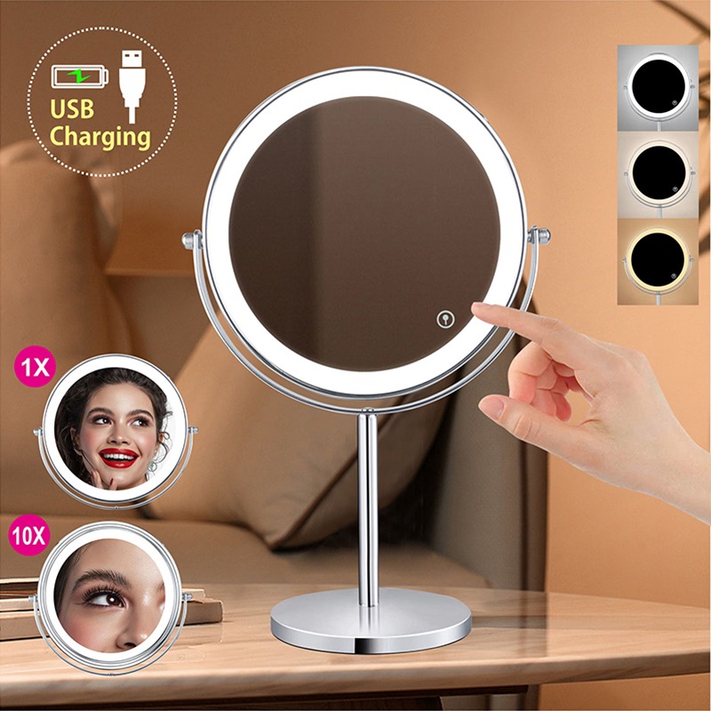 LED makeup mirror , Touch Sensor , 3 Light Modes , USB Rechargeable | makeup mirror with stand -- dressing mirror -- mirror lights for makeup -- vanity mirror -- light mirror -- makeup for girls || makeup for woman | SmartNTrust