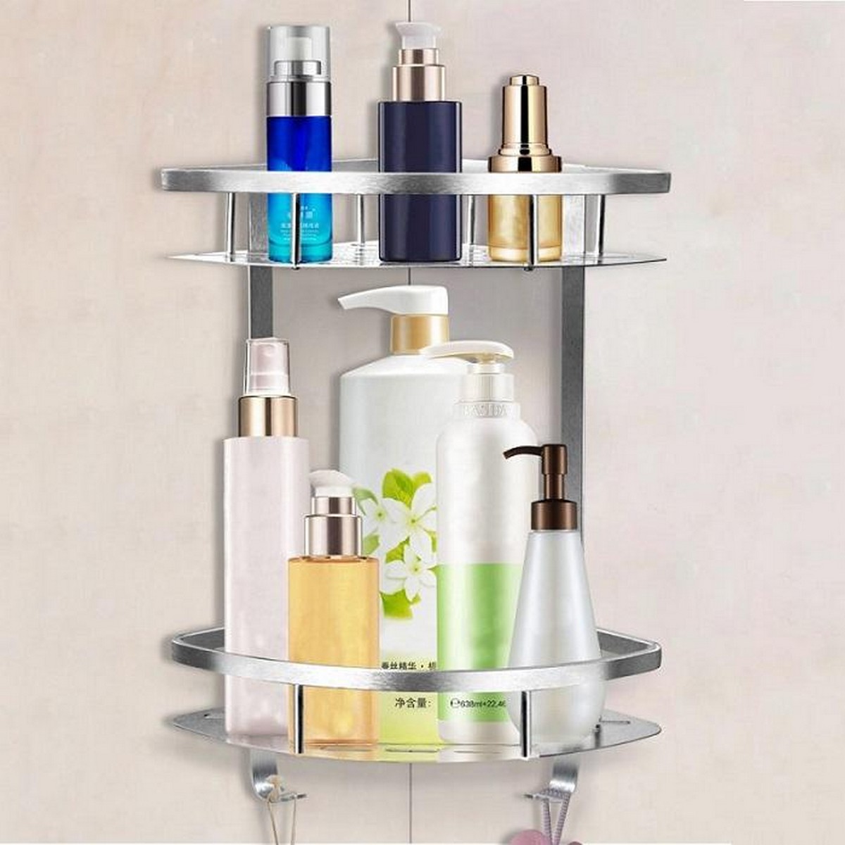 2 Layer Stainless Steel Bathroom Corner Shelf - Silver Shop Easy | Daraz.pk