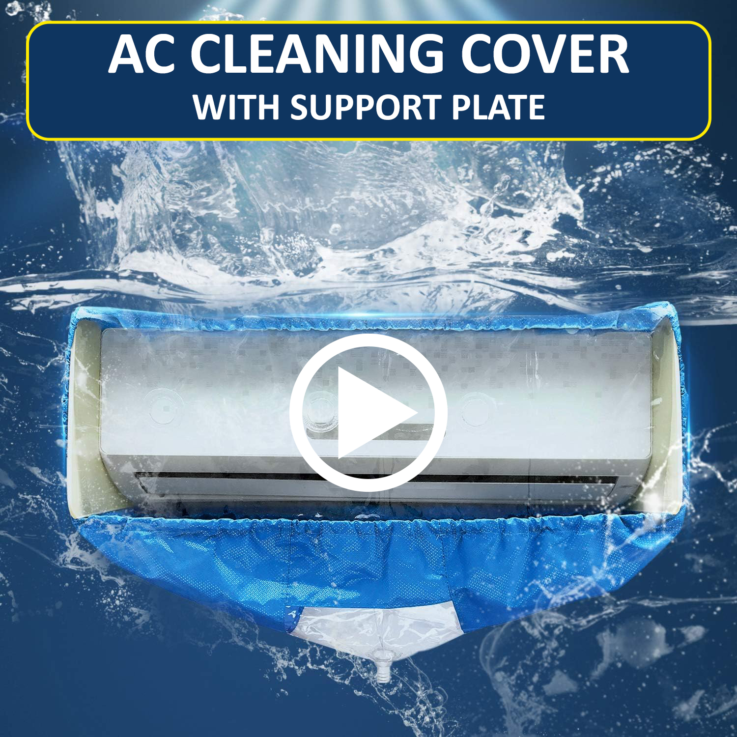 Waterproof Air Conditioning Cleaning Cover with Drain Outlet and Support Plates on Both Sides Dust Washing Protective Bag Service Bag