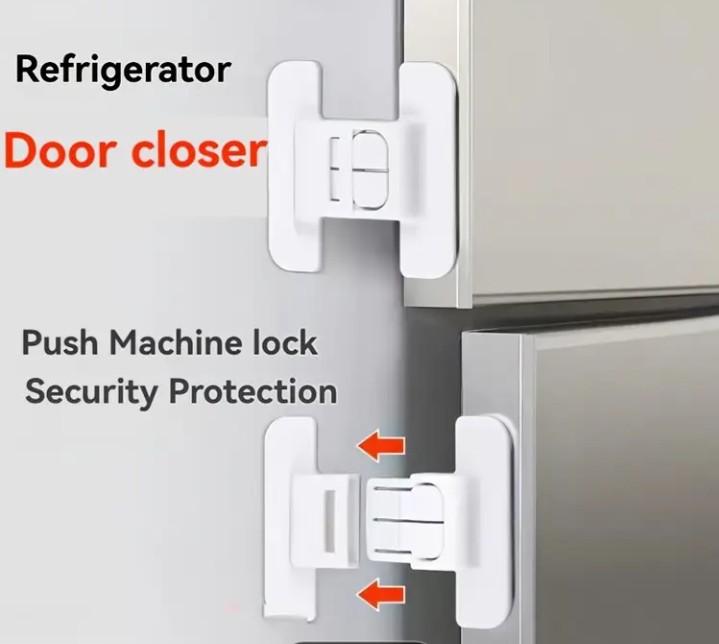 Buy 10 get one free. Baby Safety Lock – Double Buckle Design, Adhesive Child Door & Cabinet Lock Easy-Install No-Drill Refrigerator Door Locks - Automatic Safety Closure for Secure Sealing & Youngsters Protection, Versatile Use on Drawers & Cabinets