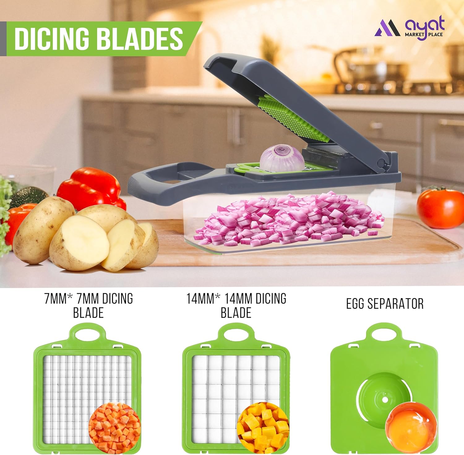 Vegetable Chopper Container Onion Slicer | 16 in 1 Multi Functional ...