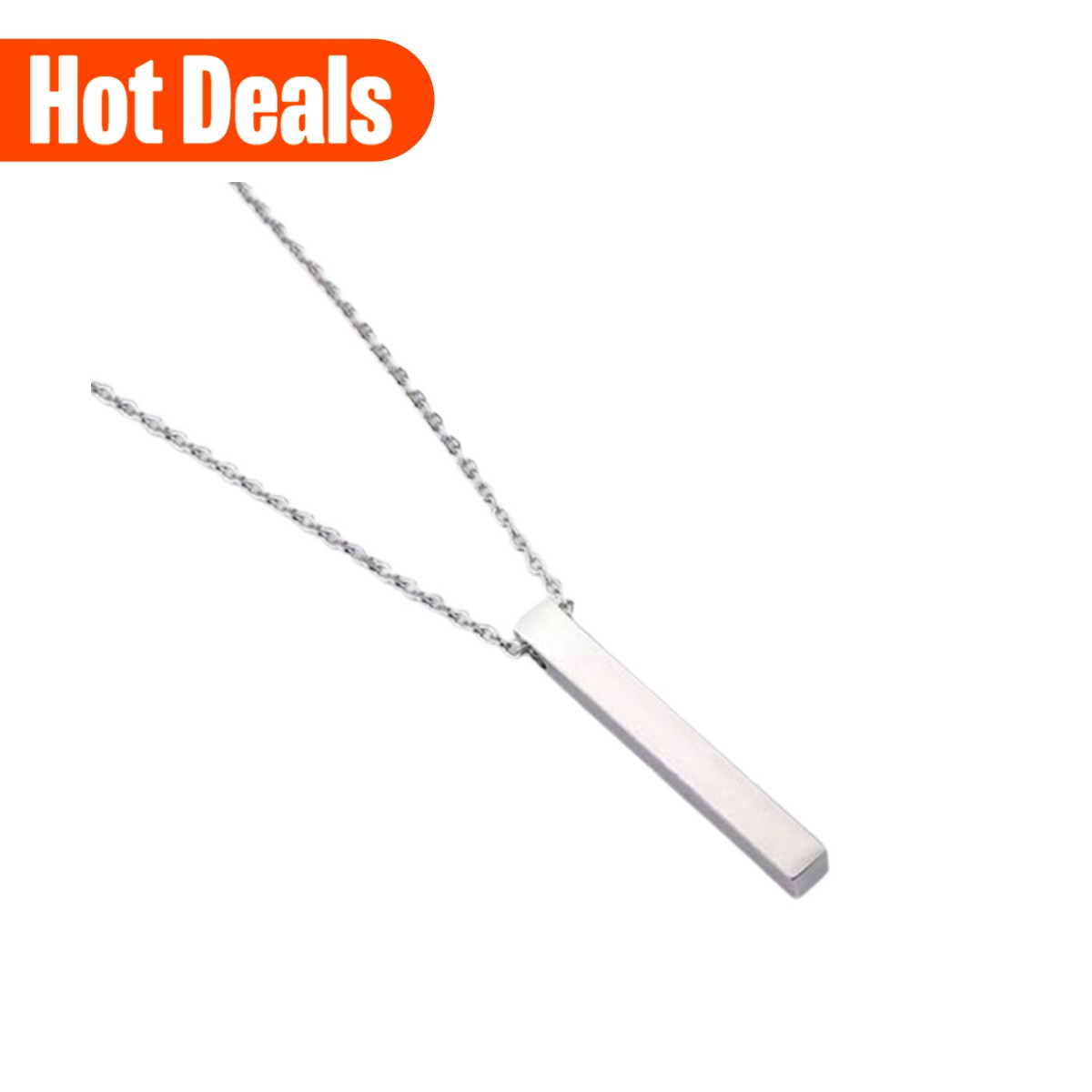 Silver 100% Pure Stainless Steel Vertical Bar Necklace/Locket/Chain for Men/Boys