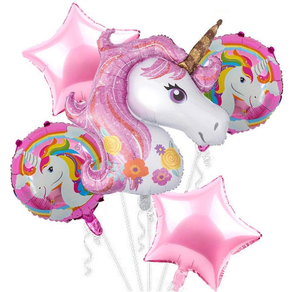 Unicorn Foil Balloons 5pcs Set