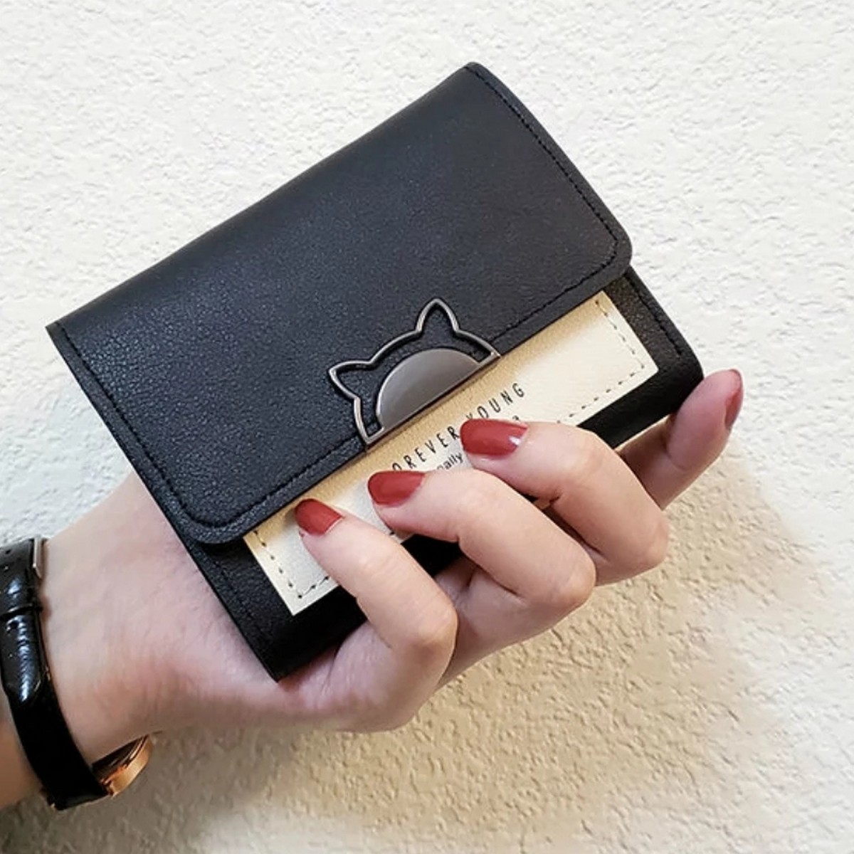 Women's PU Leather Short Clutch Wallet with Card Holder Mini Purse