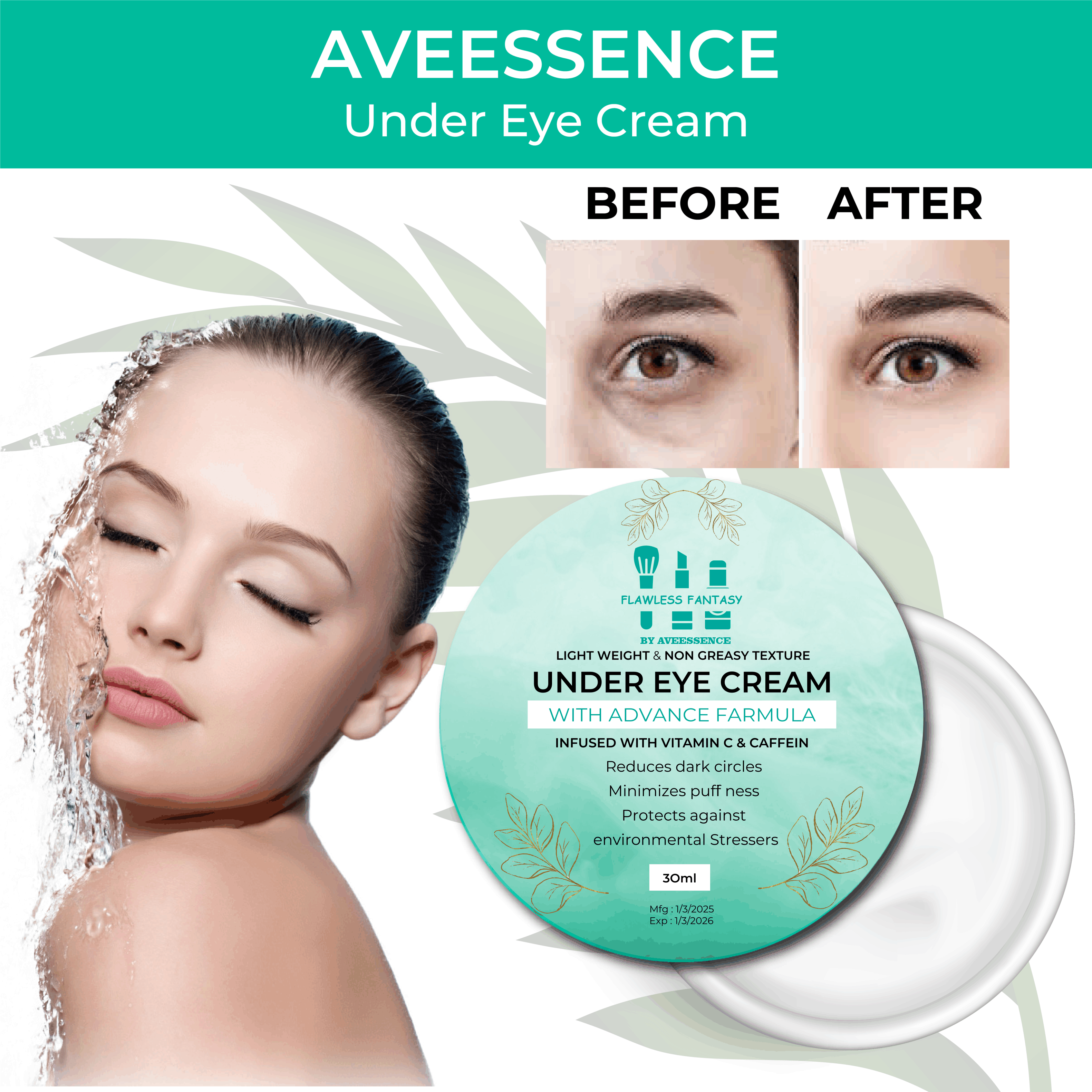 Aveessence Under eye dark circle cream Vitamin B5 Dark circle remover Best cream for dark circles Eye cream for dark circles Dark circle treatment Dark circle solution Under eye bags treatment Dark circle reducing cream Anti-dark circle cream