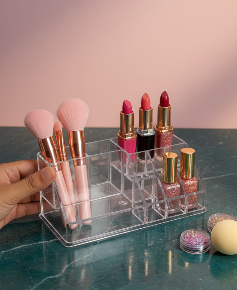 Multi-Functional Makeup Organizer with Drawer and Handle – Desktop Cosmetic Storage Box, Dustproof and Tidy Display Case