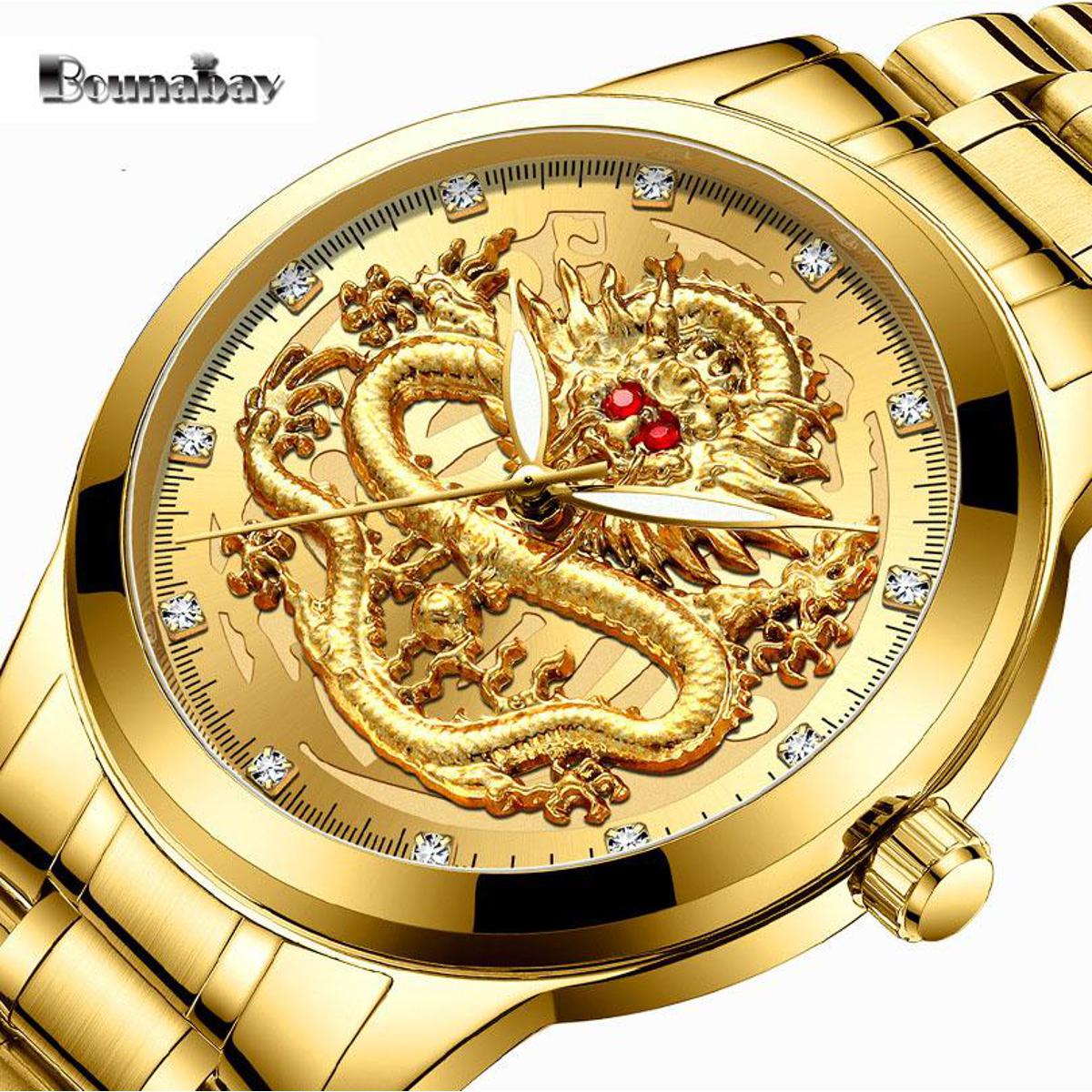 ALLGOOD Men Watches Luxury Brand Watch for Men Formal Watch Luxury Brand Dragon Watch Stainless Steel Luminous Waterproof Quartz Red Diamond Watch with Gift Box Daraz.pk