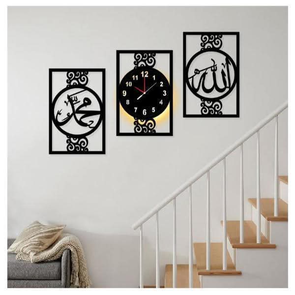 3d Wooden Home Decoration Simple AM Frame Shape wall Clock Laser Cut DIY Design Wall Watch for Home Decor
