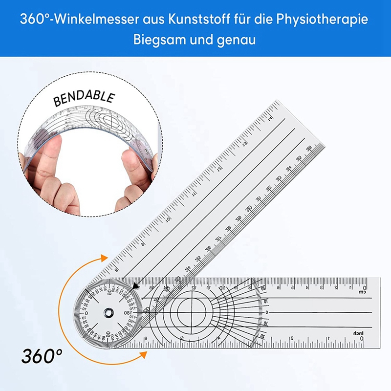 Angle Measure Tool Clear Plastic Goniometer - Measure Joint Angles ...