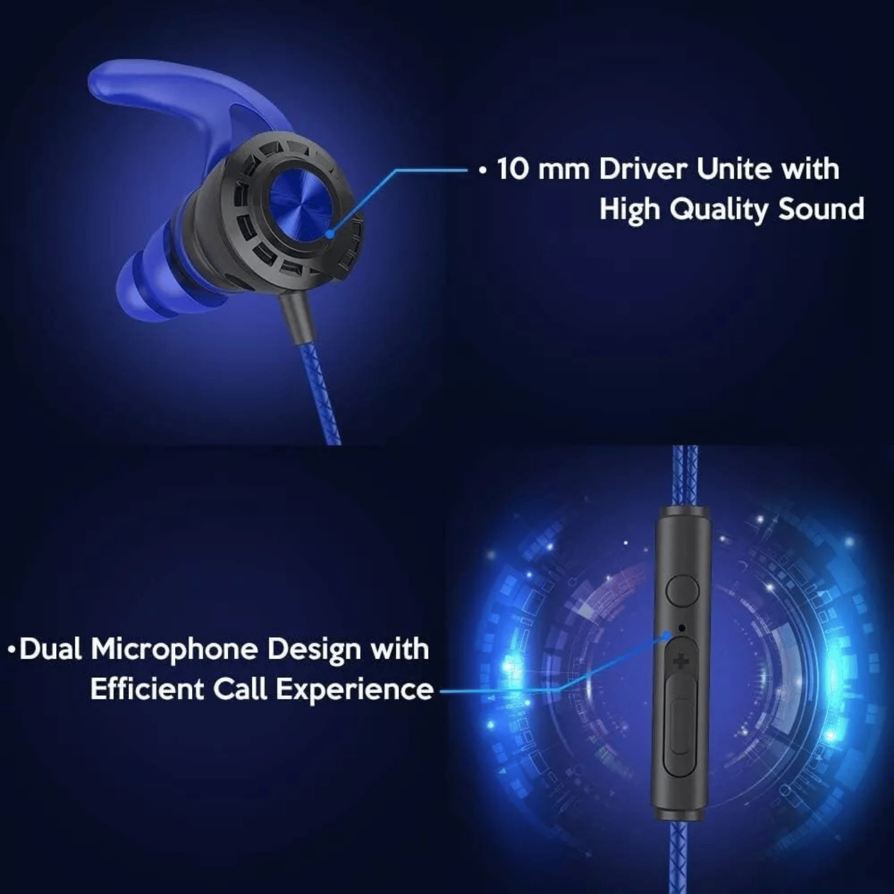 Gaming Handsfree with Dual & Detachable Mic | Wired Noise-Canceling In-Ear Gaming Earphones & Wired Gaming Earbuds | Gaming Headset & Headphones for Mobile, PC, PS4/PS5, Xbox, Switch | 3.5mm, Type-C, Lightning | Best for PUBG, COD, Free Fire, Fortnite
