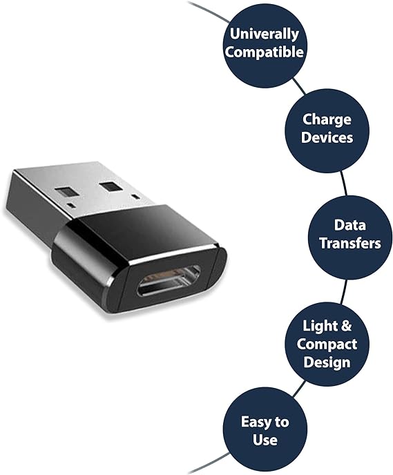 Type C to USB Converter Adapter 2.0 OTG Connector Mini Adapter - USB C Female to USB Male Convertor - Universal Compatibility With All Type C ports