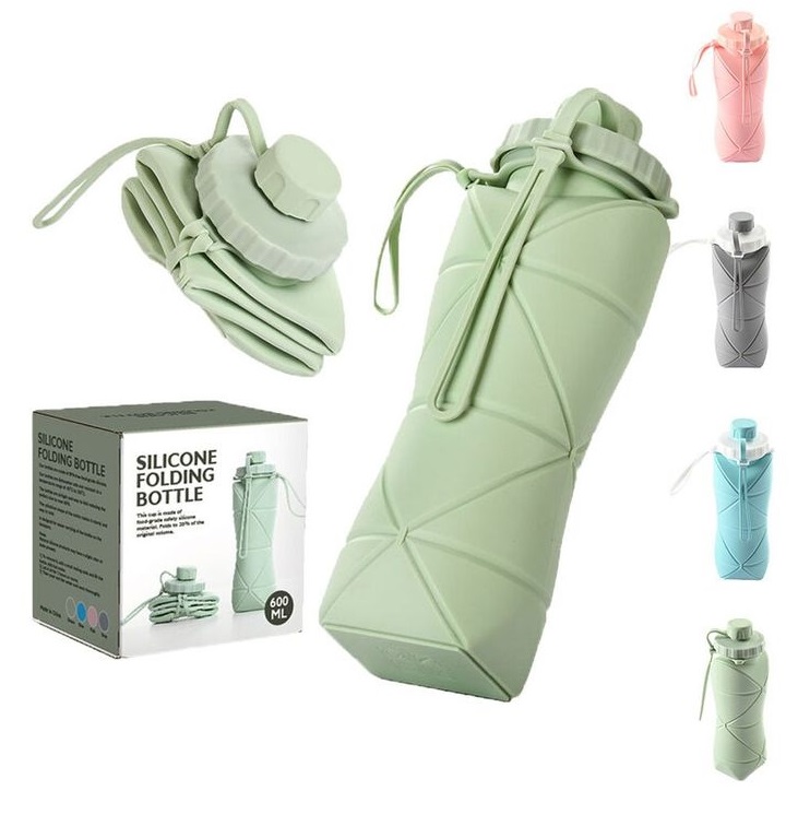 600ml Folding Silicone Water Bottle Sports Water Bottle Outdoor Travel