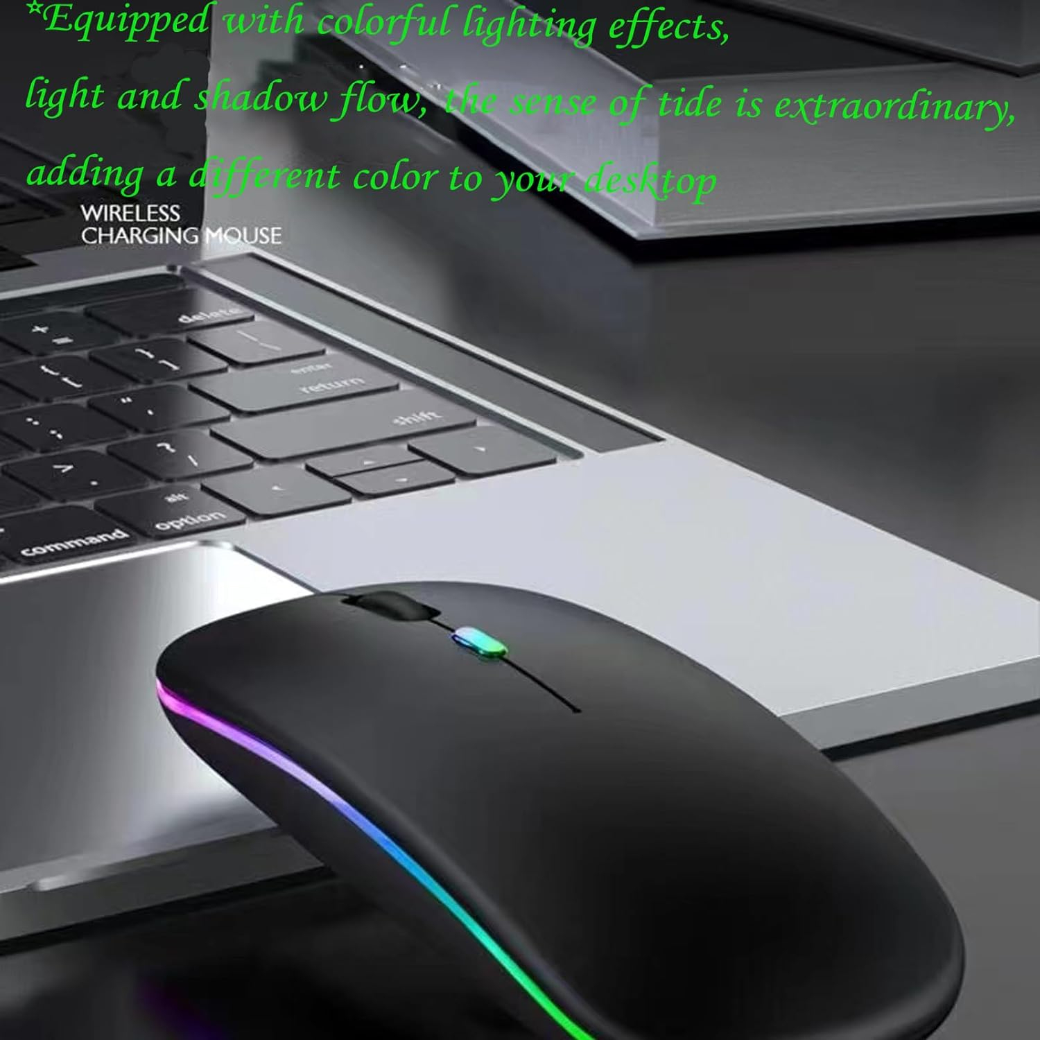 RGB Wireless Mouse Transparent | Dual Mode Bluetooth & 2.4G Rechargeable Slim Silent Optical Office Mouse | 7 Color LED Gaming Mice For PC Laptop Computer
