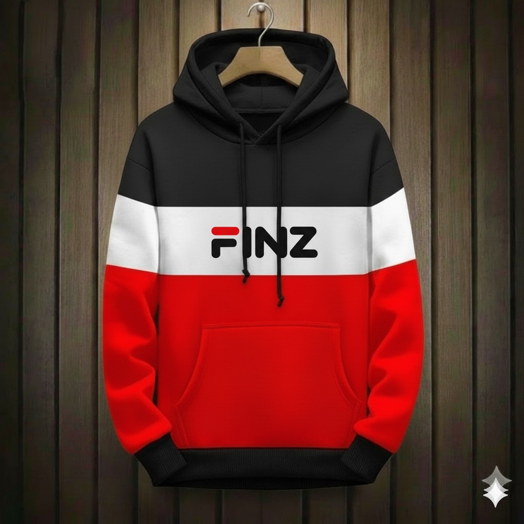 Men Winter Fleece Sweater Hoodie | Free Fire Printed Warm Wear | Color-Block Gaming Style