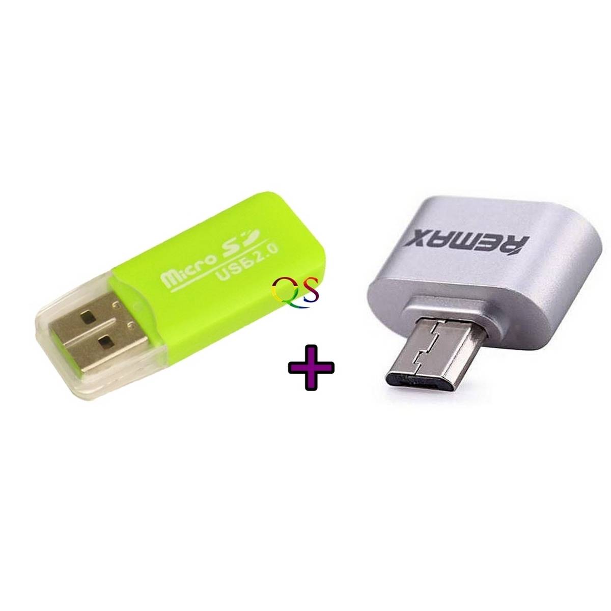 Card Reader plus Remax OTG USB Connector Pack of 2