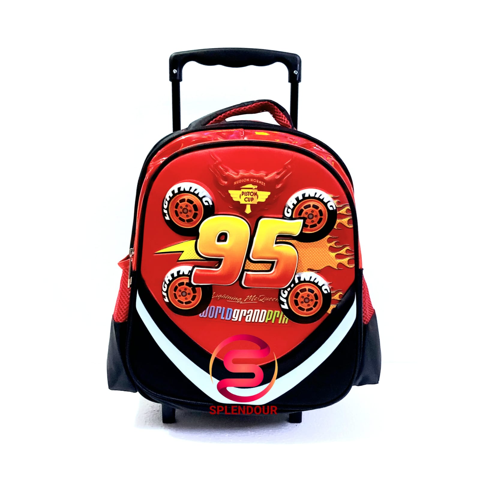 McQueen Cars 13Inch 3D Children's Trolley Backpack for Pre-Nursery,KG Kids  School High Quality Bag