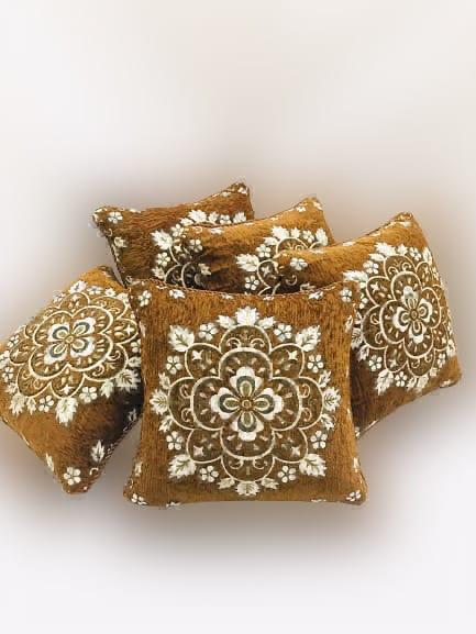 5 PCS VELVET JACQUARD CUSHION COVERS | MOTIVE CUSHION COVER SET | VELVET CUSHION COVER