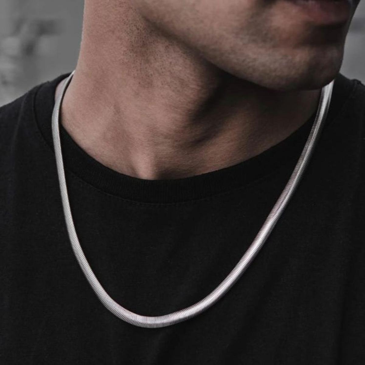 AlRashid Shopping Store Silver Snake Chain 9mm Water Resistant Life Time Color Warranty Will Never Ever Fade Made By Stainless Steel Snake Pattern For Man-Boys