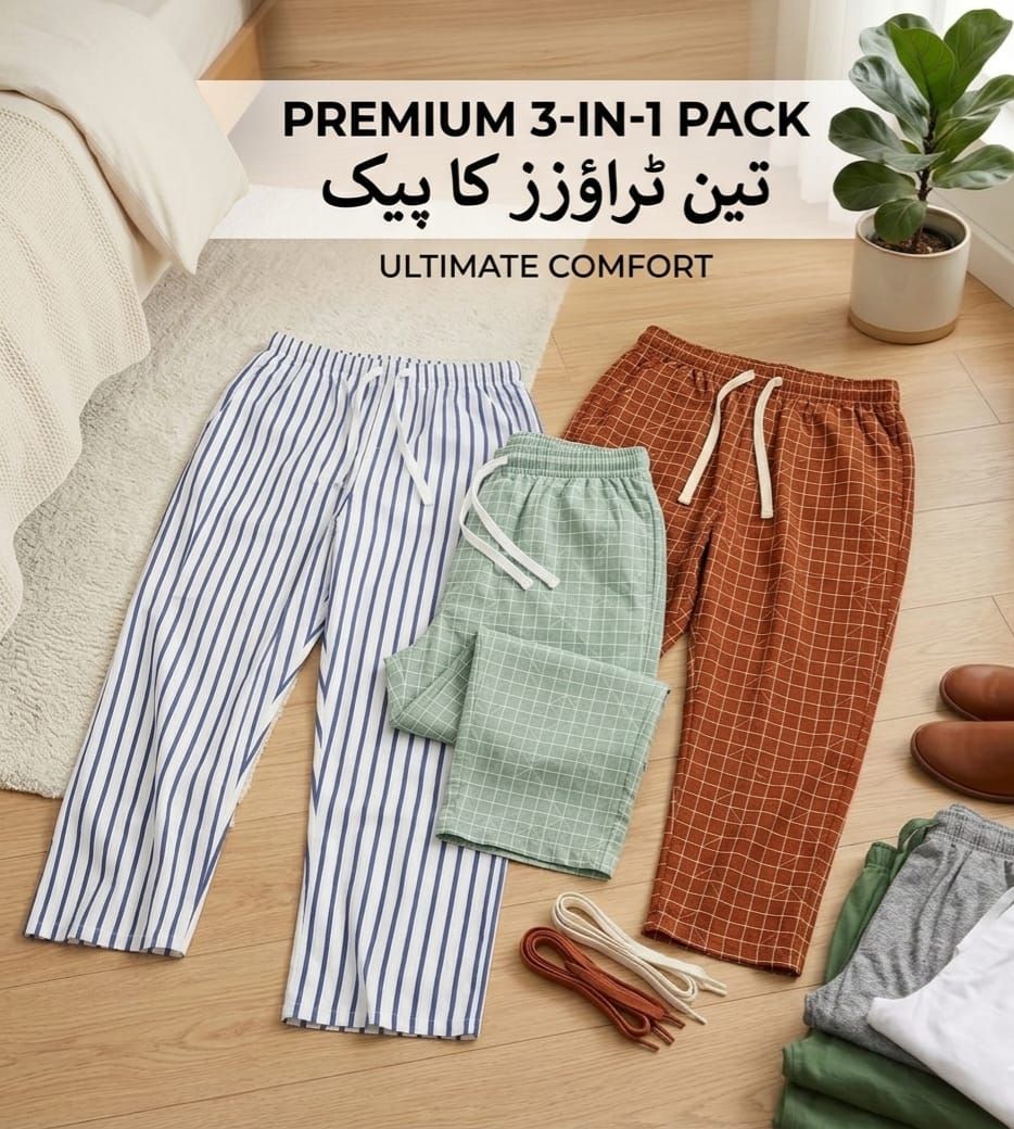 3in1,Premium Pure Cotton 3 quarter Trousers for Men and woman| Breathable Geometric Print Capri Pants | Comfortable Summer Casual Wear