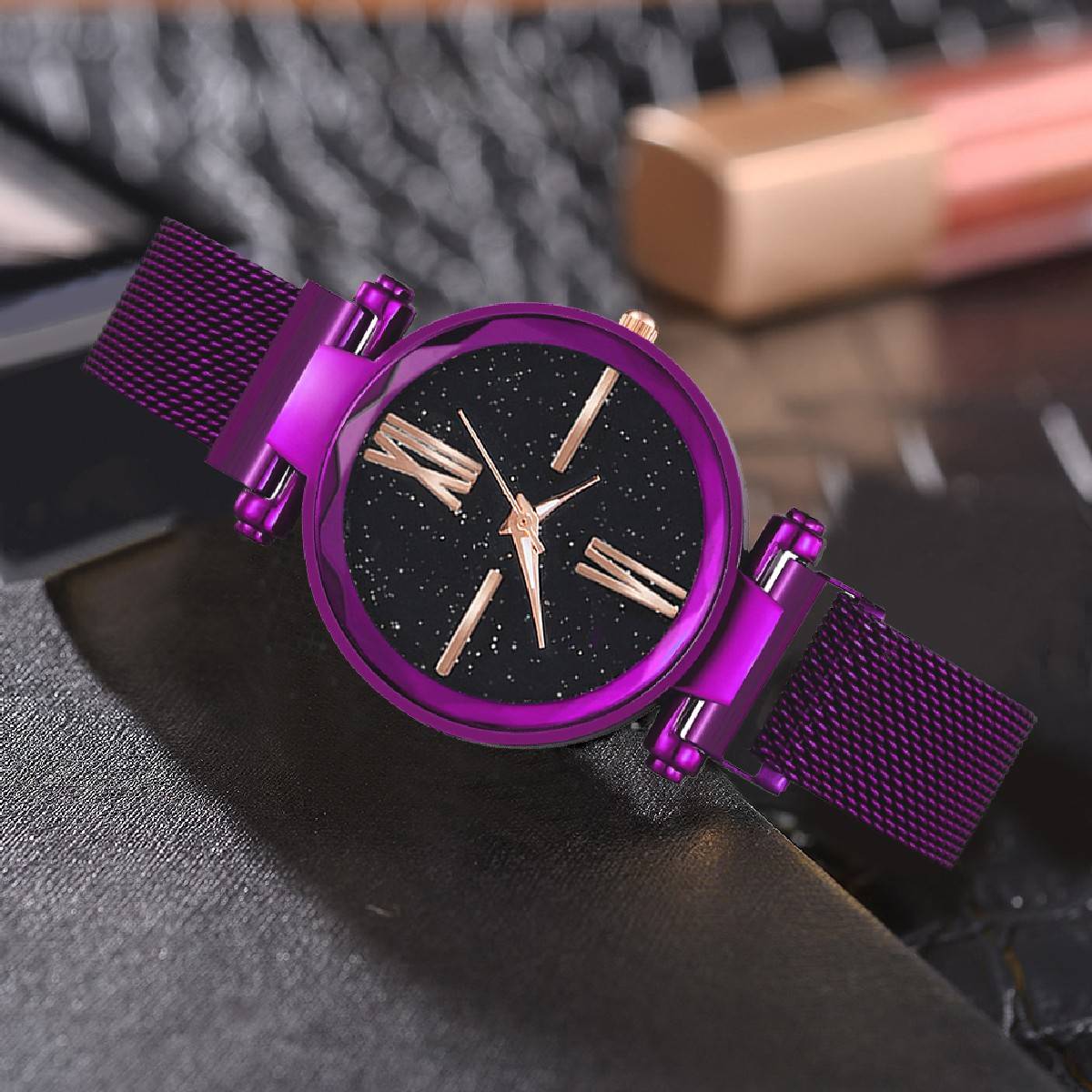 Roman Magnetic Chain Analog Watch For 