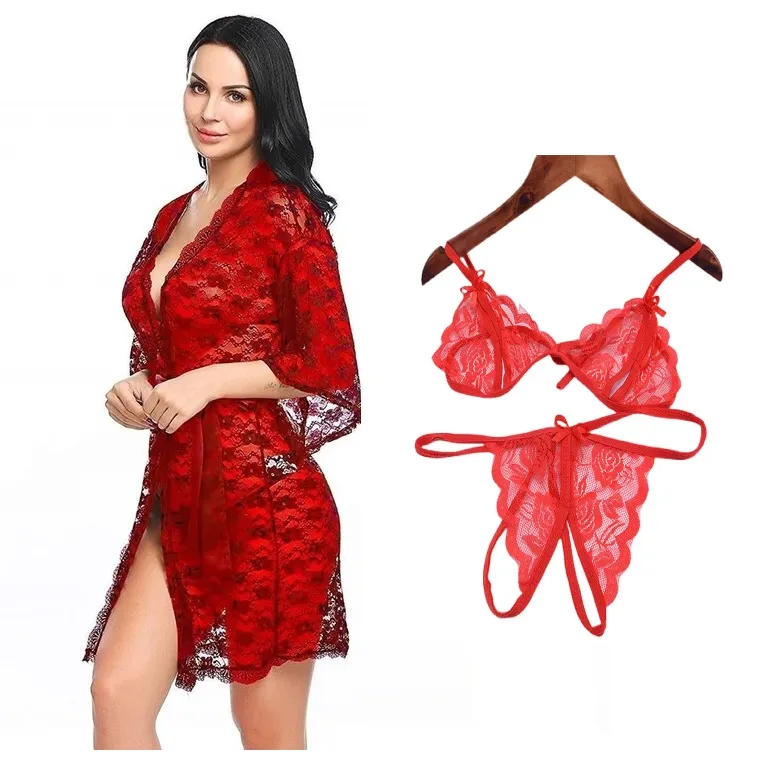 Pratiharye Valentine Special! Babydoll Nightwear Net Robe/Negligee/Chemise with Bikini Set|Hot & Saxy|for Honeymoon/First Night Anniversary for Women/Girls Best .Deal Best