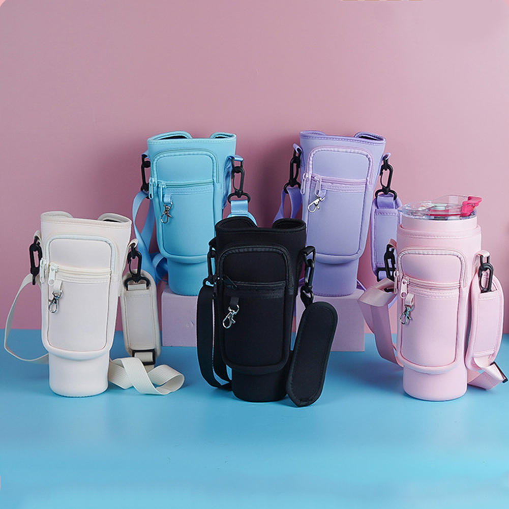 40Oz Water Bottle Carrier Bag With Phone Pocket For Stanley Quencher Cup With Handle Water Bottle Holder Pouch