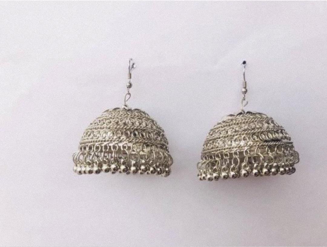 Beige - Mahi German Silver Jute Jhumki Earrings