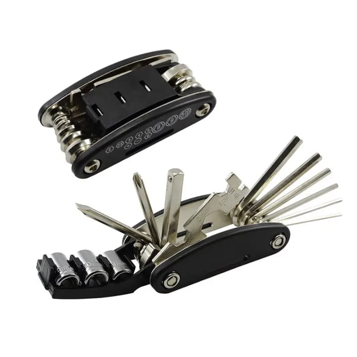 16 in 1 Bicycle Repair Tool Kit – Portable Multi Function Bike Maintenance Set | Hex Wrench, Screwdriver, Socket Key & Spoke Tool | Heavy Duty Carbon Steel Cycle Toolkit
