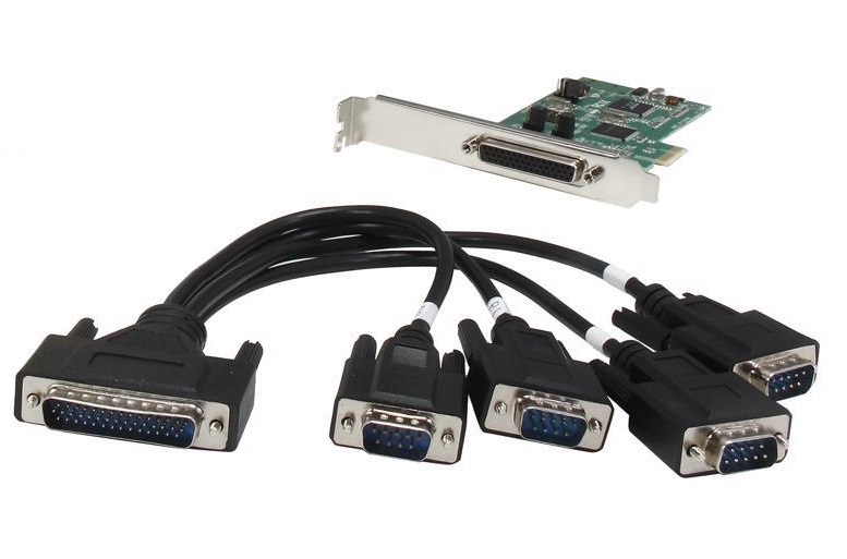 PCIE 4 Port Serial Expansion Card Convertor DB9 (RS-232) Parallel Cable Converter (Genuine)