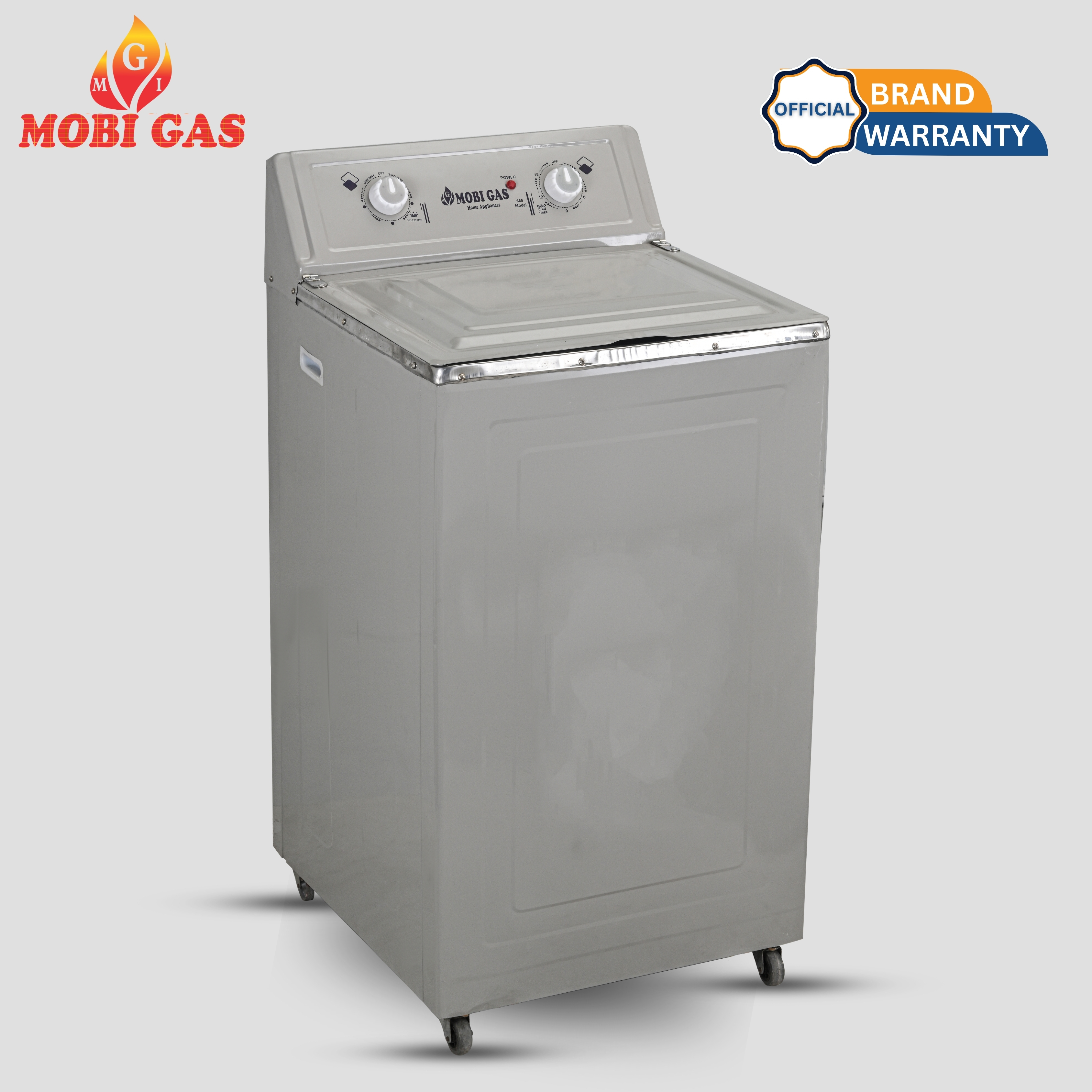 Mobi Gas Washing Machine 7Kg MWM-665 | Rust Proof Heavy Metal Body | Steel Drum With Double Storm Pulsator | Pure Copper Motor | Brand Warranty