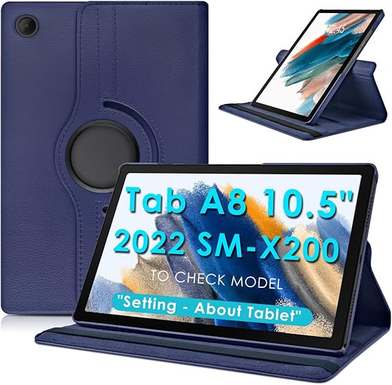 For CASE Samsung A8 2021 10.5" Cover Tablet Book Case, Tab Rotate 360" Book tablet Cover for Model X200 / X205/ X207